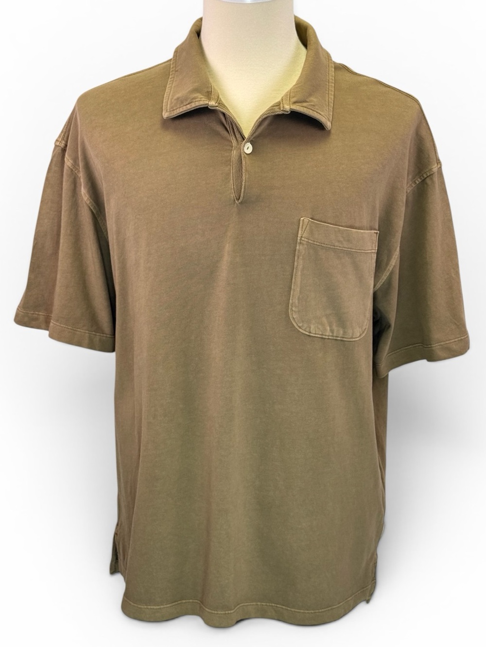 American Eagle Men Brown Polo Relaxed Fit Short Sleeve Shirt 100% Cotton Size XL